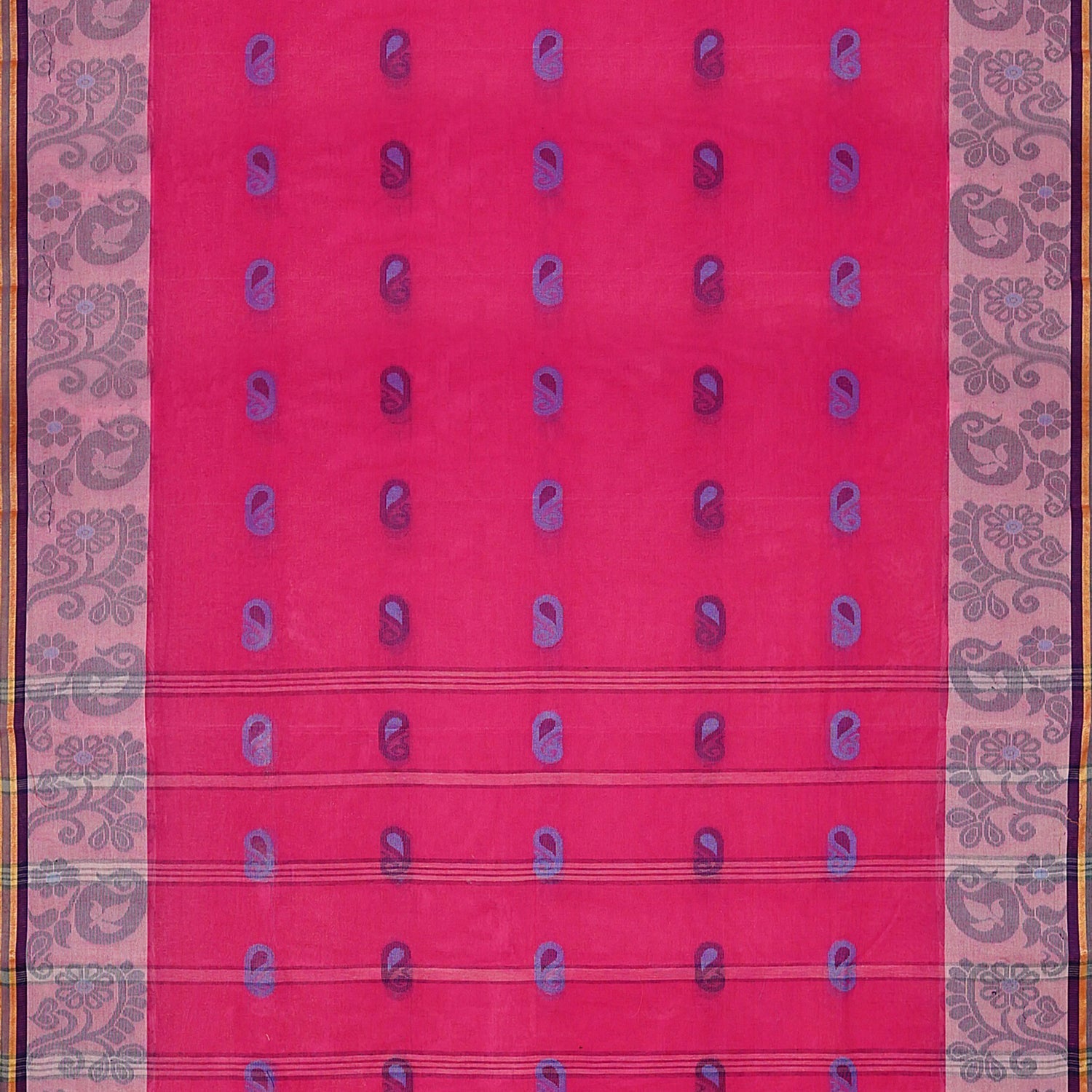 Exclusive Collection 100% Pure Cotton Pink Tant Saree With Hand Weaving Work - Swadesiicart