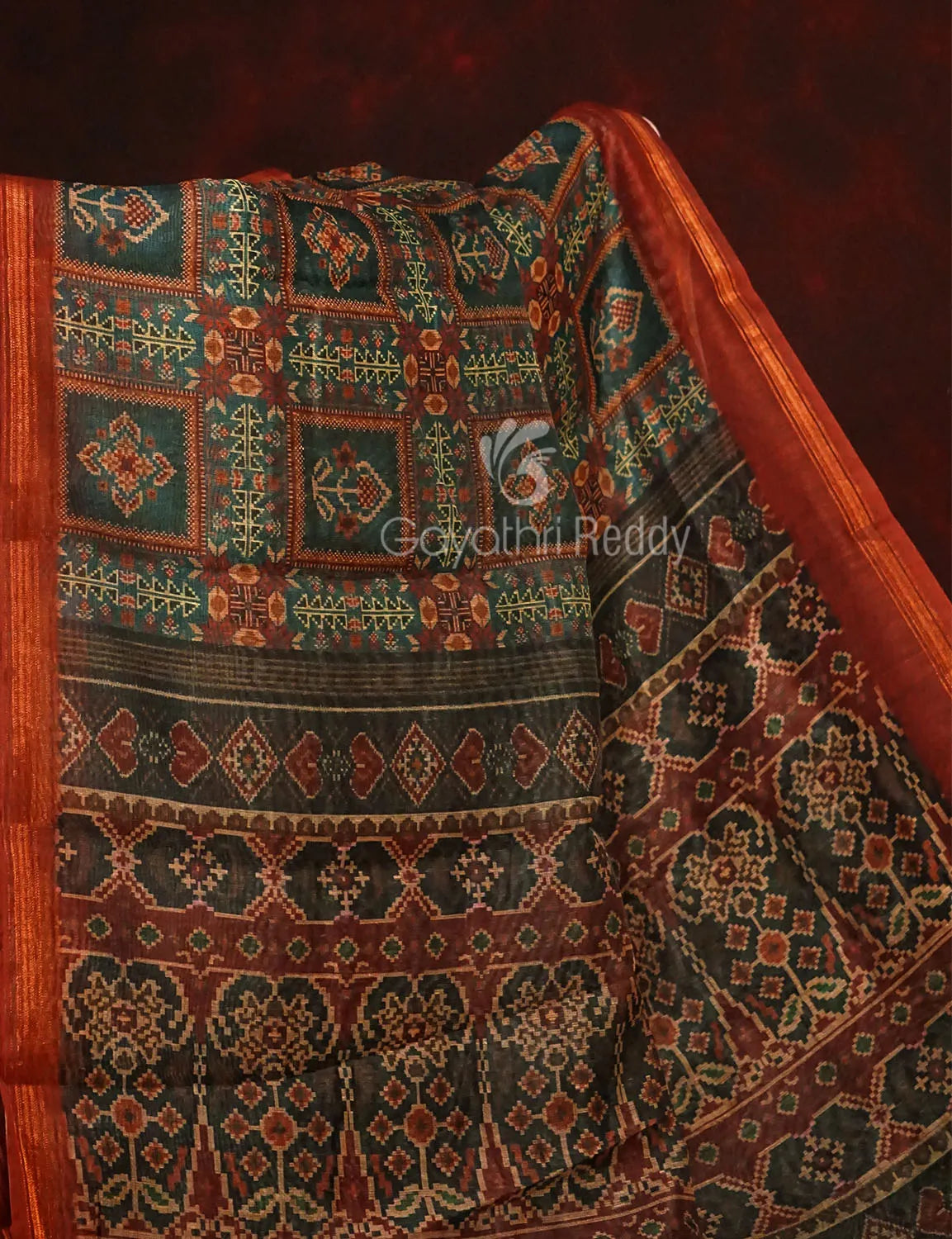 Pista Green Colour All Over Print Semi Chanderi Saree By Gayathri Reddy Designer Studio | Swadesiicart
