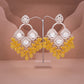 Tehzeeb Creations Gold Polish Yellow Colour Earrings | Swadesiicart