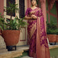Vardha Mulberry Violet Golden Zari Banarasi Satin Silk Saree | Swadesiicart