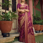 Vardha Mulberry Violet Golden Zari Banarasi Satin Silk Saree | Swadesiicart