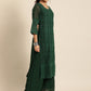 Sangria Women Green Ethnic Motifs Chikankari Kurta with Palazzos | Swadesiicart