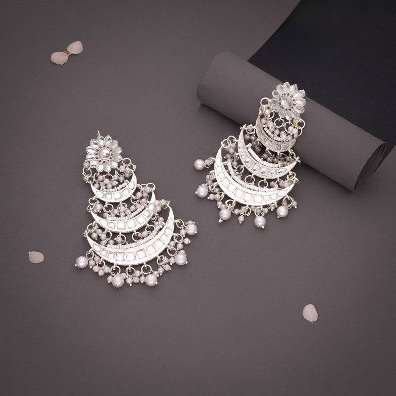 Tehzeeb Creations Gold Polish Moon Layer Design Earrings | Swadesiicart