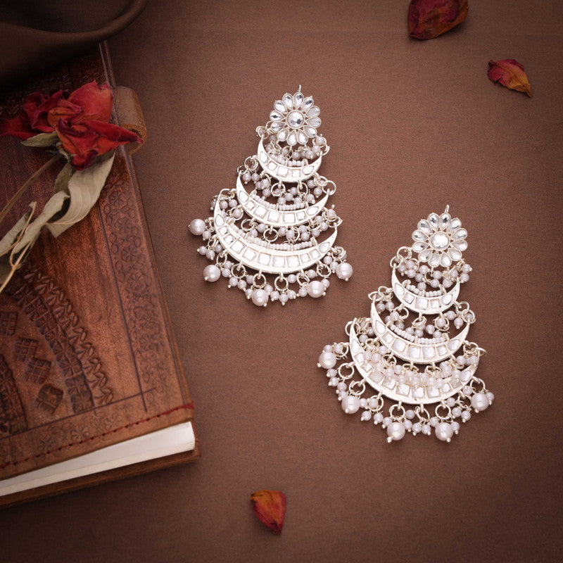 Tehzeeb Creations Gold Polish Moon Layer Design Earrings | Swadesiicart