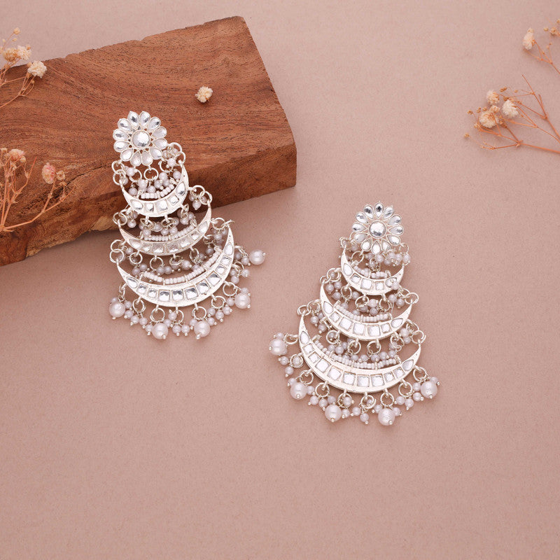 Tehzeeb Creations Gold Polish Moon Layer Design Earrings | Swadesiicart