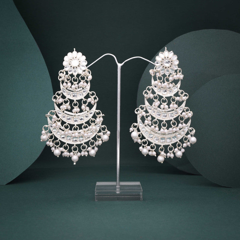 Tehzeeb Creations Gold Polish Moon Layer Design Earrings | Swadesiicart