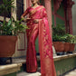 Vardha Bright Pink Golden Zari Banarasi Satin Silk Saree | Swadesiicart