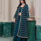 Anaita Teal Chinon Designer Stitched Indo Western