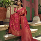 Vardha Bright Pink Golden Zari Banarasi Satin Silk Saree | Swadesiicart