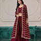 Anaita Maroon Chinon Designer Stitched Indo Western