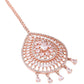 Yellow Chimes Rose Gold-Polished Ad Stone-Studded Maang Tikka | Swadesiicart