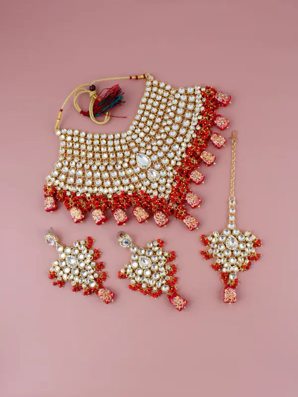 Tehzeeb Creations Kundan Bridal Set for Women & Girls - Swadesiicart