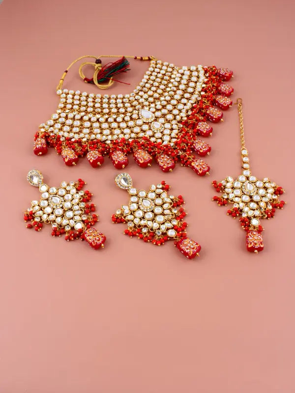 Tehzeeb Creations Kundan Bridal Set for Women & Girls - Swadesiicart