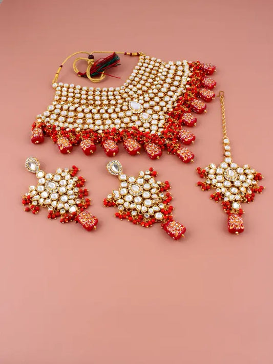 Tehzeeb Creations Kundan Bridal Set for Women & Girls - Swadesiicart
