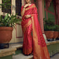 Vardha Candy Apple Red Golden Zari Banarasi Satin Silk Saree | Swadesiicart