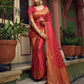 Vardha Candy Apple Red Golden Zari Banarasi Satin Silk Saree | Swadesiicart