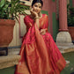 Vardha Candy Apple Red Golden Zari Banarasi Satin Silk Saree | Swadesiicart