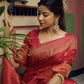 Vardha Candy Apple Red Golden Zari Banarasi Satin Silk Saree | Swadesiicart