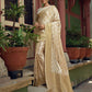 Vardha Ivory White Golden Zari Banarasi Satin Silk Saree | Swadesiicart