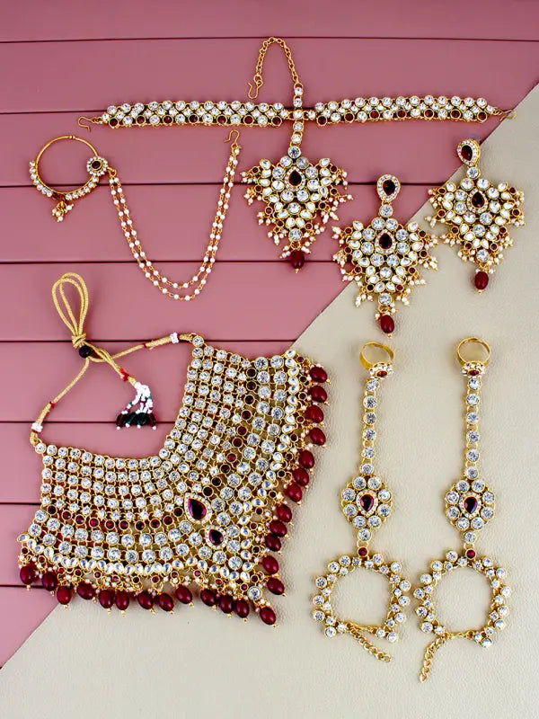 Tehzeeb Creations Bridal Set with sheeshpatti for Girls & Women - Swadesiicart
