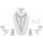 Tehzeeb Creations Platinum Plated Silver Polish Dulhan Bridal Jewelry Set 8 Pcs - Swadesiicart