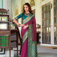Anaita Wine Soft Silk Zari Weaving Saree With Blouse Piece