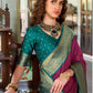 Anaita Wine Soft Silk Zari Weaving Saree With Blouse Piece