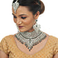 Tehzeeb Creations Platinum Plated Silver Polish Stone Mini Bridal Choker Set for Women & Girls | Swadesiicart
