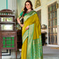 Anaita Mustard Soft Silk Zari Weaving Saree With Blouse Piece