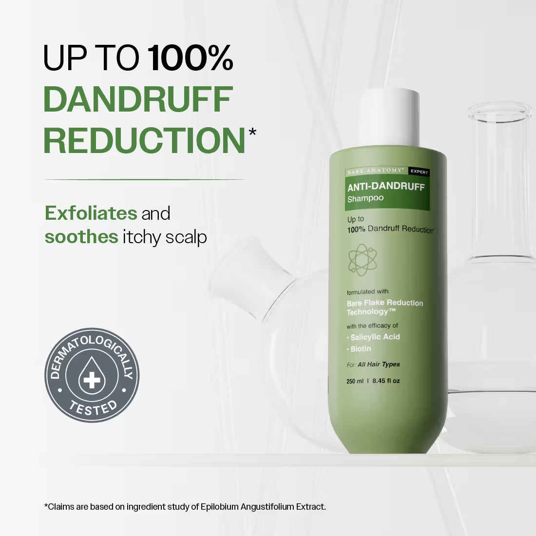 Bare Anatomy Expert Anti-Dandruff Shampoo with Salicylic Acid & Biotin | Swadesiicart