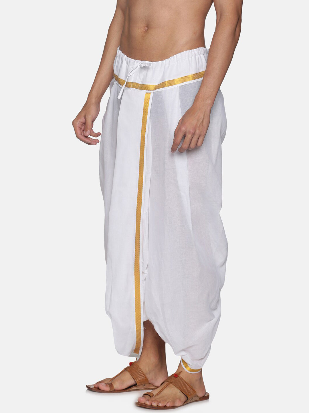 Sethukrishna Men Pack Of 2 White Solid Cotton Readymade Dhoti Pants | Swadesiicart