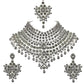 Tehzeeb Creations Platinum Plated Silver Polish Stone Mini Bridal Choker Set for Women & Girls | Swadesiicart