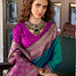 Anaita Teal Soft Silk Zari Weaving Saree With Blouse Piece