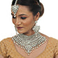 Tehzeeb Creations Platinum Plated Silver Polish Stone Mini Bridal Choker Set for Women & Girls | Swadesiicart