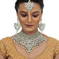 Tehzeeb Creations Platinum Plated Silver Polish Stone Mini Bridal Choker Set for Women & Girls | Swadesiicart