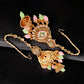Tehzeeb Creations Traditional Designer Kundan Stone Pink and Mint Meenakari Choker Bridal Set | Swadesiicart