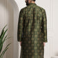 Sojanya Men Green & Brown Ethnic Motifs Printed Kurta | Swadesiicart
