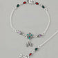 VOJ Set of 2 Traditional Stone Studded Flower Shaped Anklet - Swadesiicart