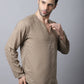 Even Apparels Beige Pure Cotton Round Neck Slit Men's Kurta | Swadesiicart