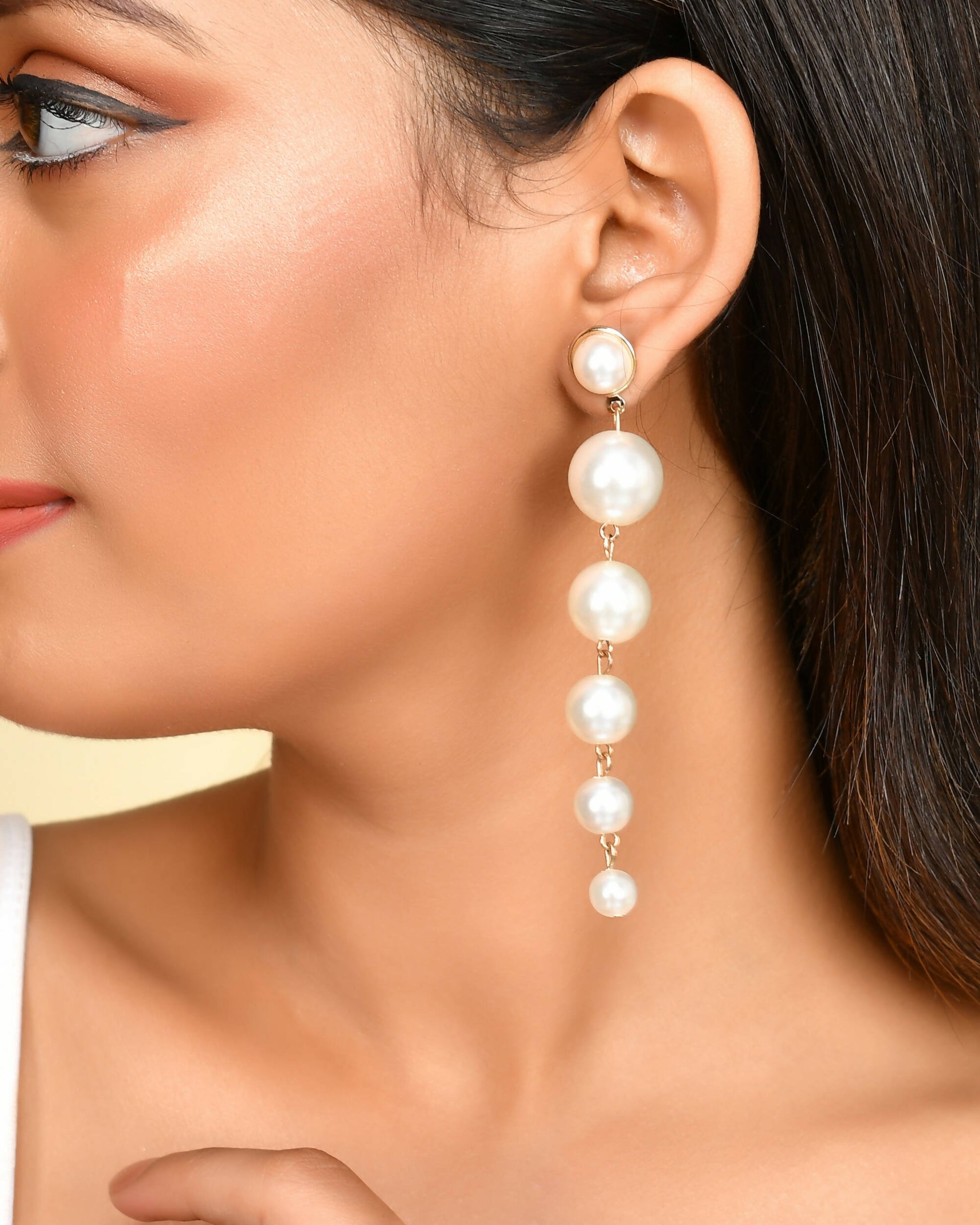 VOJ Women Gold Tone Pearl Stainless Steel Drops & Danglers Earrings - Swadesiicart