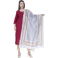 A R Silk Women's Gold Print Silk White Dupattas and Chunnis