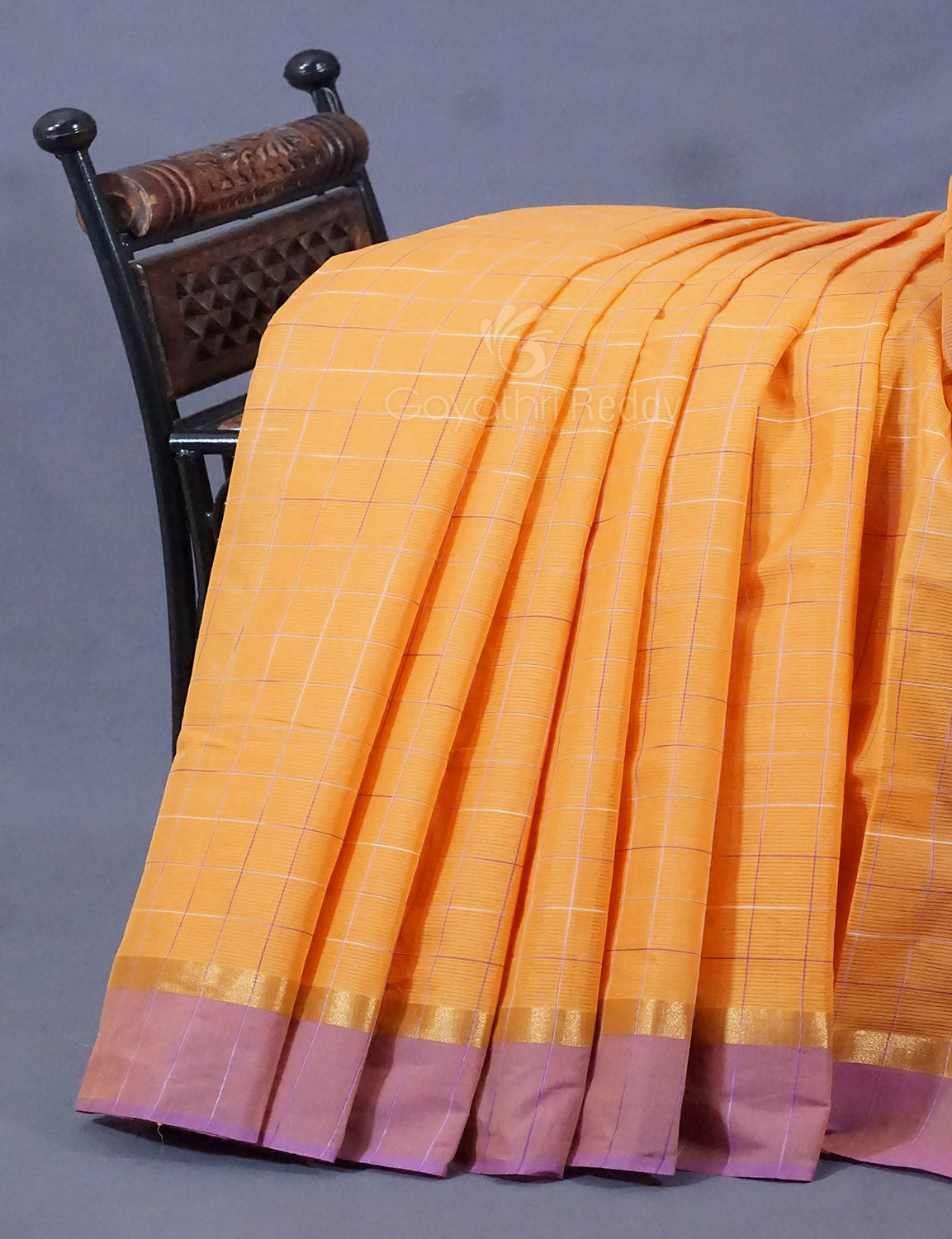 Dual Shade of Orange And Purple Pure Mangalgiri Cotton By Gayathri Reddy Designer Studio | Swadesiicart