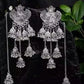 Tehzeeb Creations Women's Silver Colour Earrings With Chain Style | Swadesiicart