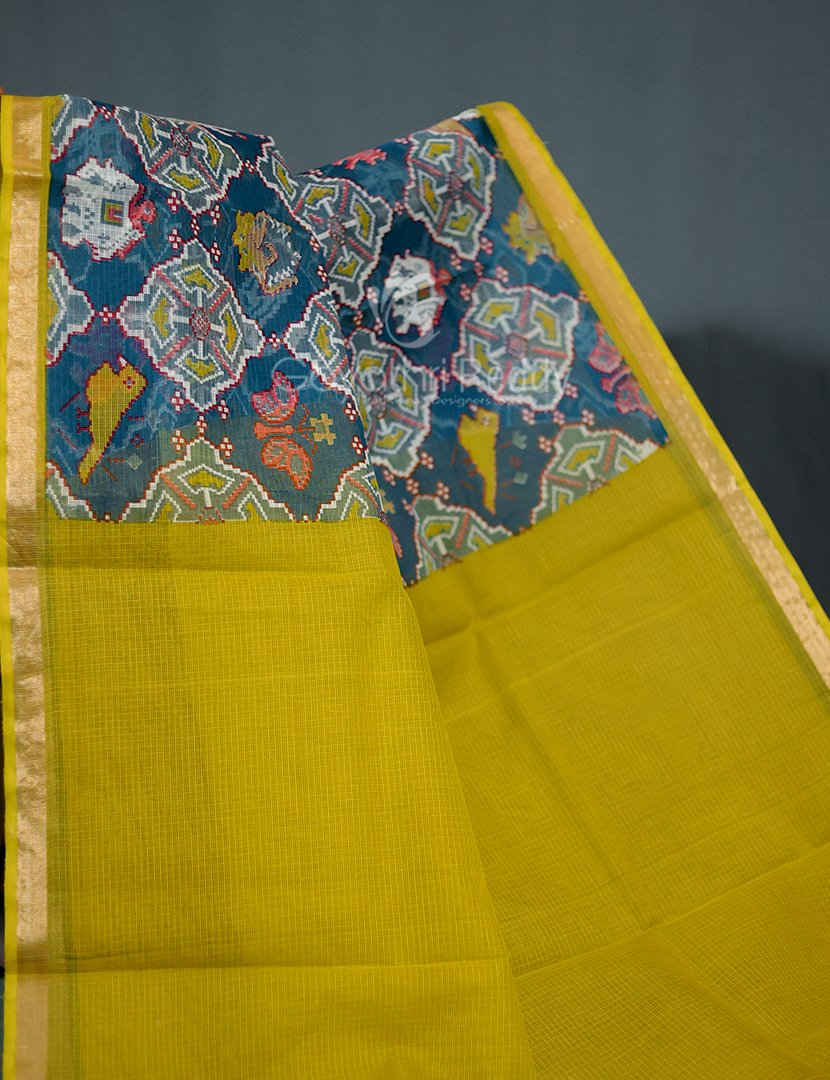 Shades of Elephant Grey Colour With Patola Design Pure Kota Cotton Saree By Gayathri Reddy Designer Studio | Swadesiicart