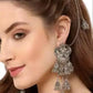 Tehzeeb Creations Women's Silver Colour Earrings With Chain Style | Swadesiicart