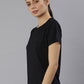 MKH Women Black Typography Dri-FIT Polyester Round Neck Sports T-shirt - Swadesiicart