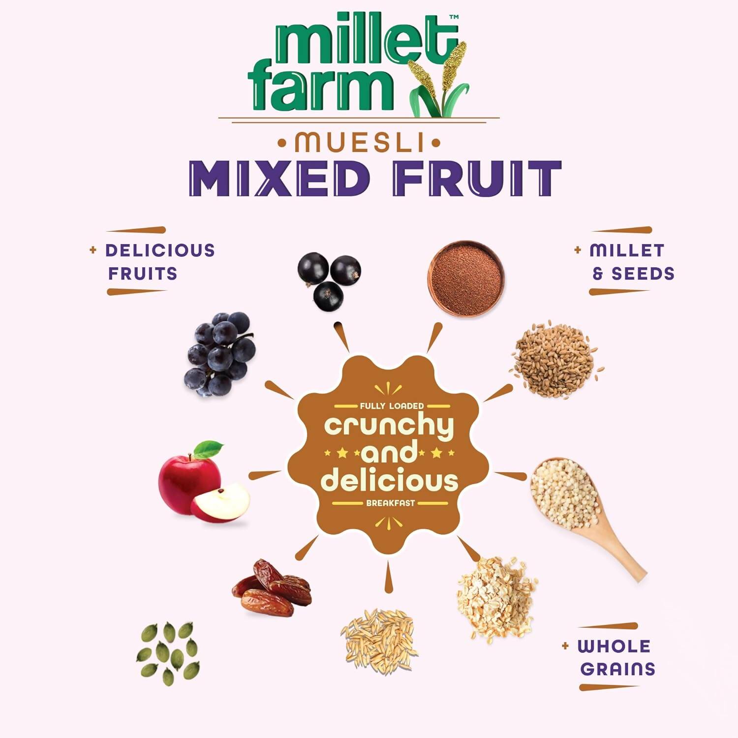 Bagrry's Millet Farm Mixed Fruit Muesli with Jowar and Ragi - Swadesiicart