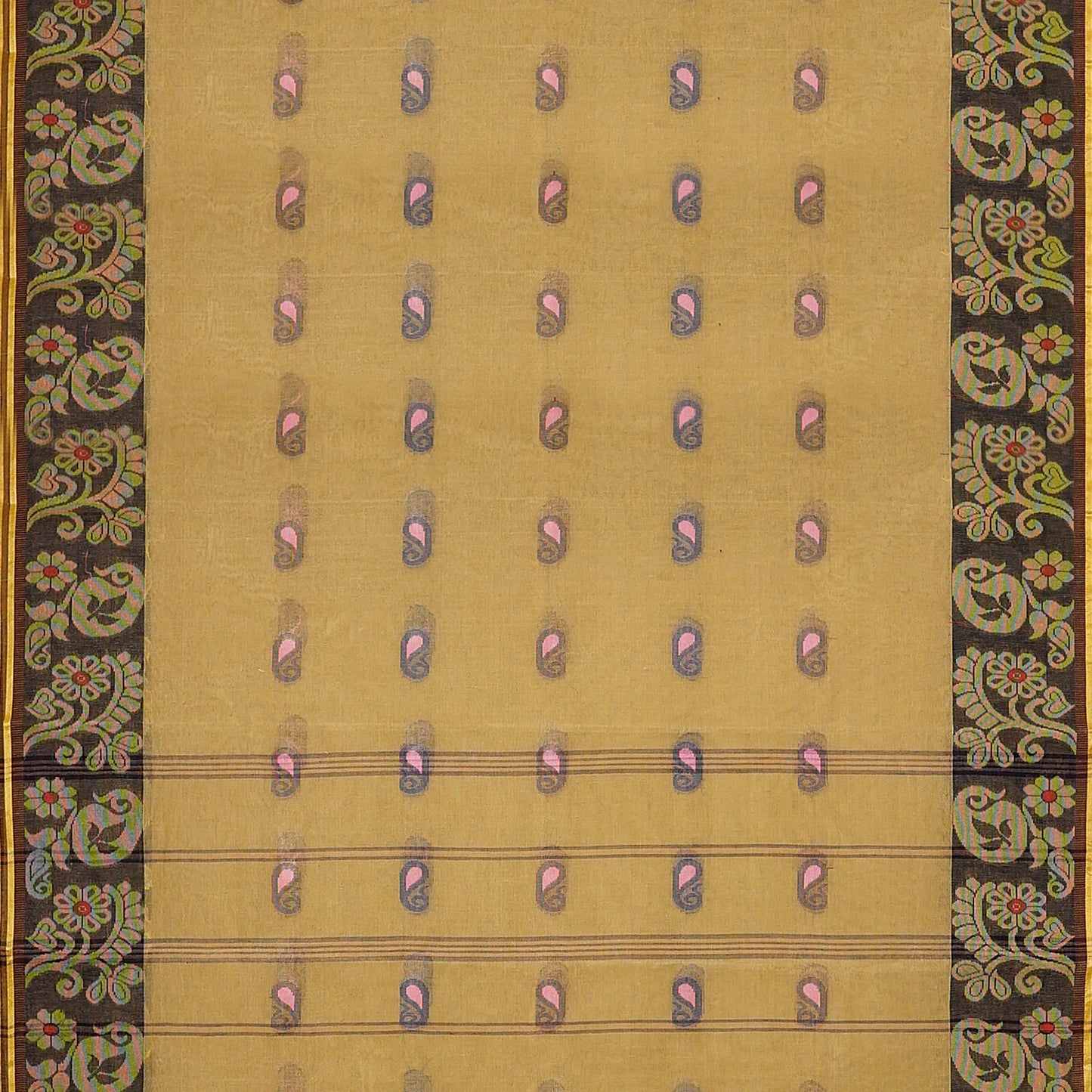Exclusive Collection 100% Pure Cotton Dark Mustard Tant Saree With Hand Weaving Work - Swadesiicart