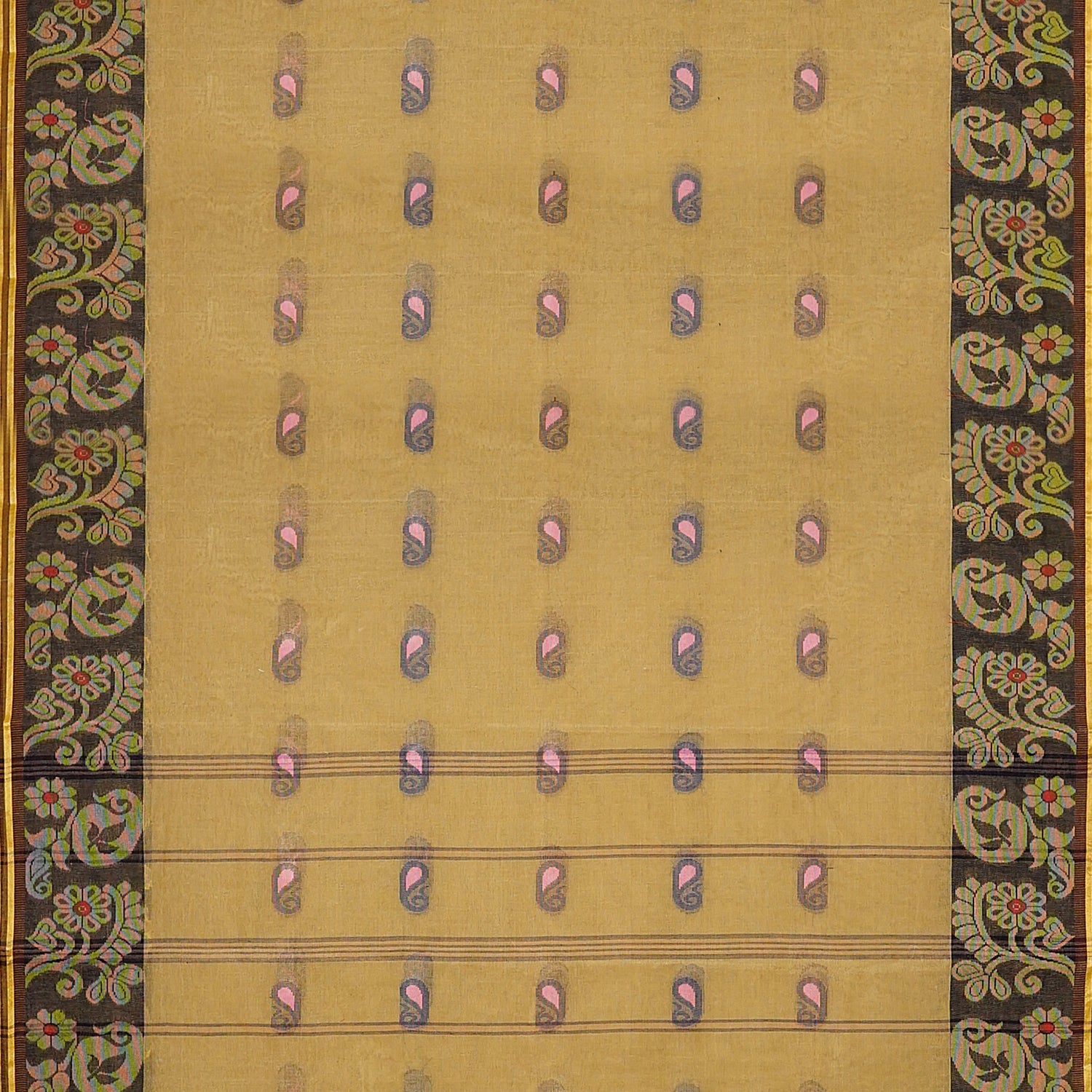 Exclusive Collection 100% Pure Cotton Dark Mustard Tant Saree With Hand Weaving Work - Swadesiicart