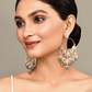 New Stylish Ethnic Partywear Gray Hoops Kundan Earrings for Womens by House of Ree | Swadesiicart